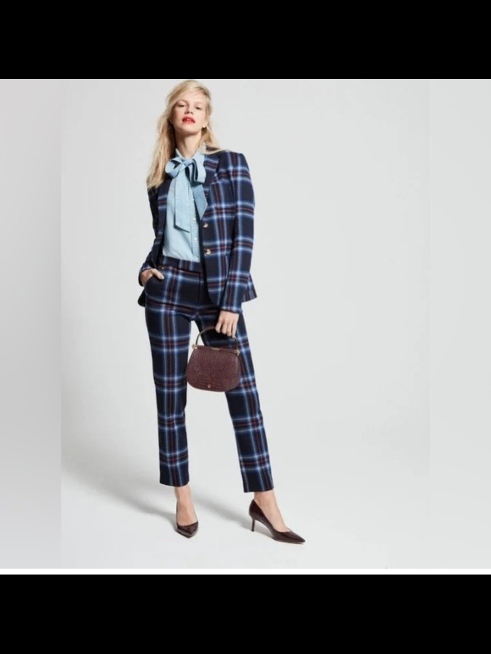 Women's Navy Plaid Two-Piece Suit - Lauren Ralph Lauren